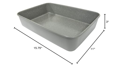 Casaware 15 X 10 X 3-Inch Ultimate Series Commercial Weight Ceramic Coated Non-Stick Lasagna/Roasting Pan (Silver Granite)
